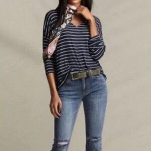 CAbi Ahoy Tee, Blue & White Striped-Size M